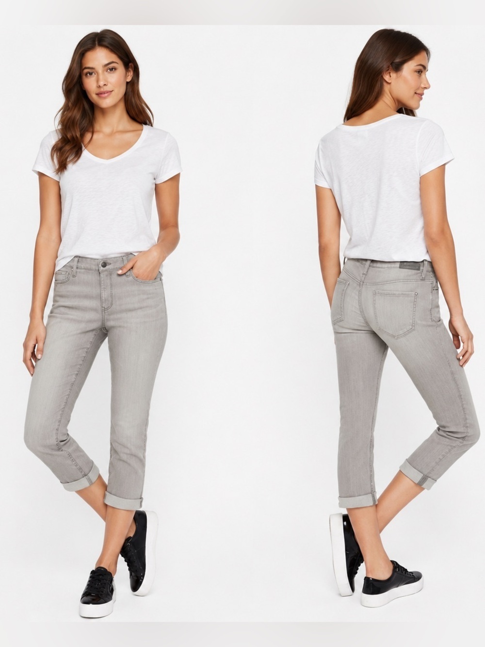DKNY SOHO SKINNY MID RISE CROP JEANS - GREY SIZE 8 (NEW WITH TAGS)
